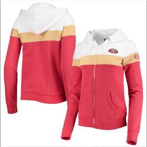 San Francisco 49ers New Era Throwback Colorblock Full-Zip Hoodie Jacket Size XXL